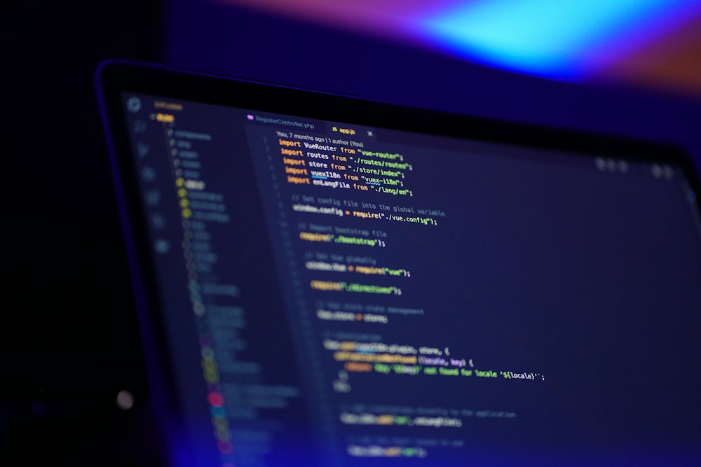 Code editor on a laptop